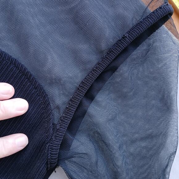 Goth Maxi Dress Small ? sheer mesh top long sleeves sweetheart neckline ribbed - Picture 13 of 14